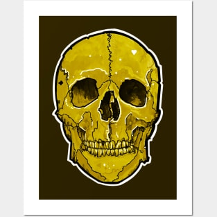 golden yellow skull Posters and Art